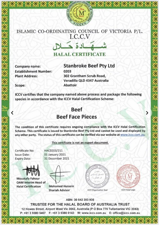 Pho Redbo Halal Certificate